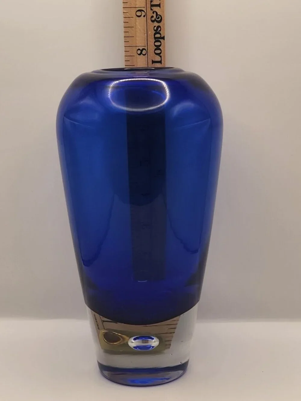 Vintage Cobalt Blue Blown Gorgeous Label Glass Vase • Blue Decor • Vintage Vases